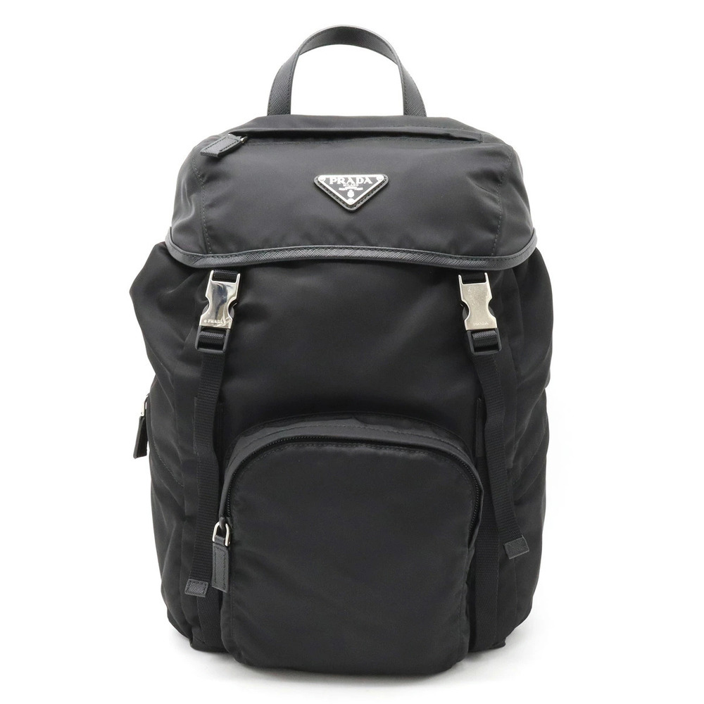 Prada Backpack Rucksack Daypack Leather NERO Black